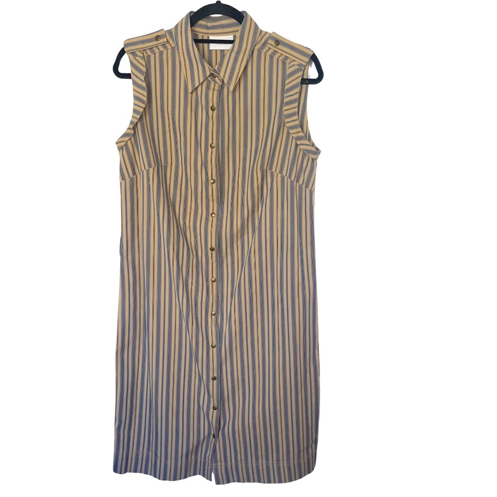 Liz Claiborne Lizwear Jeans Vintage All Snap Button Collar Cotton Dress Sz 12